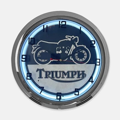 Reloj de neón blanco diseñado con letrero de metal para motocicleta Triumph de 18" - SIGNBOX-QLN720331 Foto 1 de 4