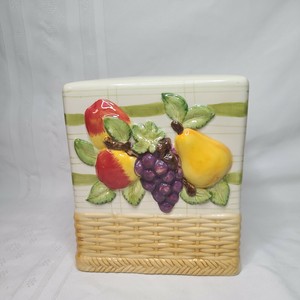 Ceramic Tissue Box Cover With 3D Fruit On One Side
