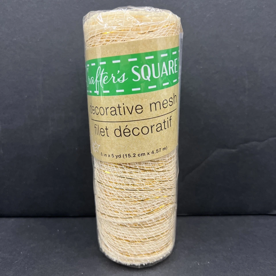 Gold/cream Rolls Deco Mesh 6 in X 5 Yd Christmas Holiday Wreath