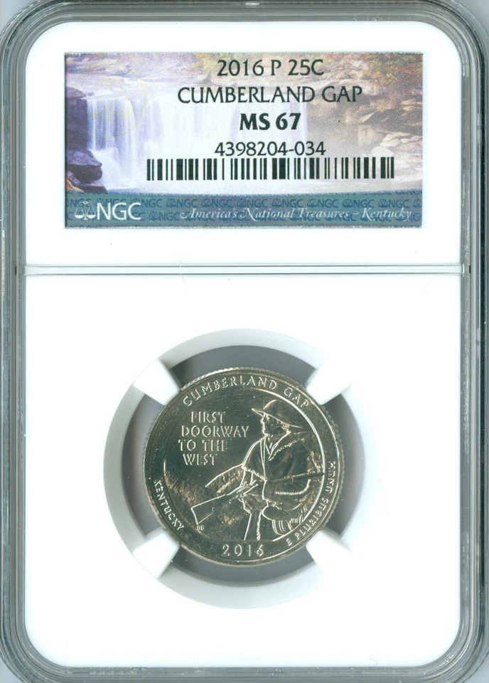2016 P CUMBERLAND GAP QUARTER NGC MS67 2nd FINEST GRADE SPOTLESS  .  - Image 1 of 4