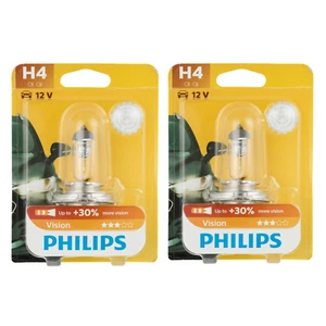 2Pc Philips Vision +30% Car Headlight Bulbs Bright White H4 Premium 12V 55W Bulb - Picture 1 of 6