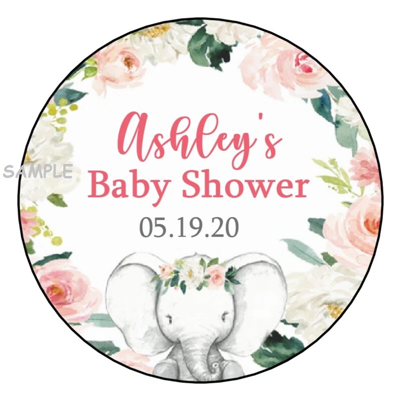 12 pegatinas personalizadas elefante niña baby shower etiquetas favores etiquetas etiquetas 2,5"  Foto 1 de 1