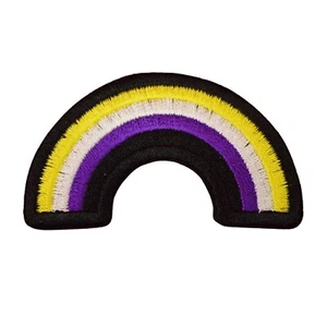 Nonbinary Pride Rainbow Iron On Patch Enby LGBT Queer Gift Transfer Applique - Photo 1/3