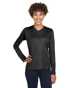 Team 365 TT11WL Ladies 100% Polyester Zone Performance Long Sleeve T-Shirt - Picture 1 of 14