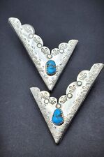 Sherry Sandoval Navajo "Grandmother" Ceremonial Turquoise / Sterling Collar Tips