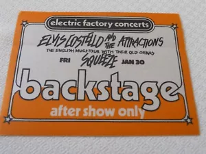 Elvis Costello-Squeeze 1981-Backstage-Pass - 30. Januar Tower Theater EFC Geschenke - Bild 1 von 1