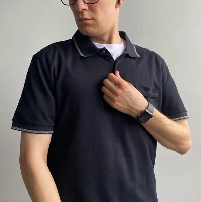 Polo de bolsillo italiano de algodón negro Malo para hombre talla L precio de venta sugerido por el fabricante 300 € Foto 1 de 4