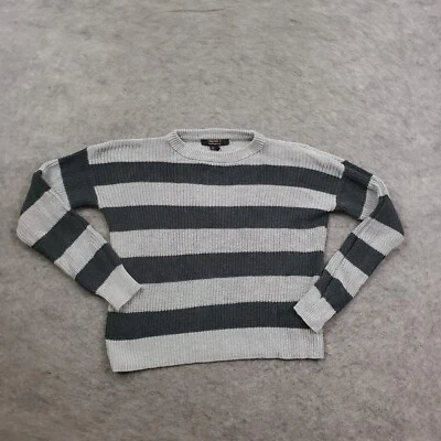 Suéter Forever 21 Mujer Pequeño Gris Negro Manga Larga Tejido Cuello Redondo Damas Foto 1 de 4