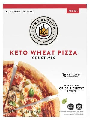 Mezcla de corteza de pizza ceto para hornear King Arthur, 1 g de carbohidratos netos por porción, baja en carbohidratos y K  Foto 1 de 4