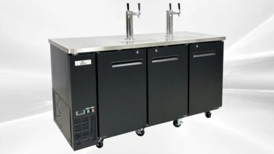 Nuevo barril dispensador de cerveza comercial 72" Kegerator 2 torres 4 grifos NSF Foto 1 de 4