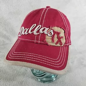 Dallas TX Hat Red Embroidered Distressed Adjustable Baseball Cap - Picture 1 of 7