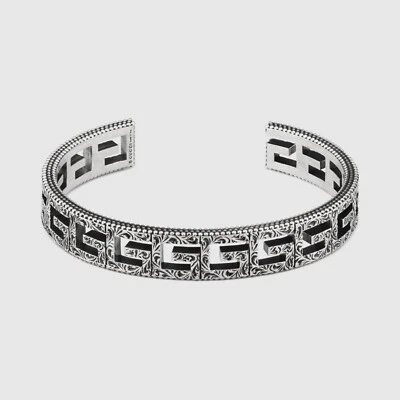 GUCCI Square G Cuff Bracelet in Sterling Silver Size 18 - Image 1 of 4