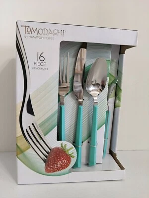 Juego de cubiertos Tomodachi TMF74616TC 16 piezas Dalí turquesa Hampton Forge nuevo en caja  Foto 1 de 4