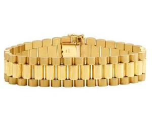 Mens 10K Yellow Gold Solid Link Designer 8 Inches Presidential Bracelet 16 MM - Picture 1 of 5