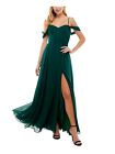 City Studios Gown Juniors Size 3 Forest Green Cold Shoulder Lace Up Back Nwt