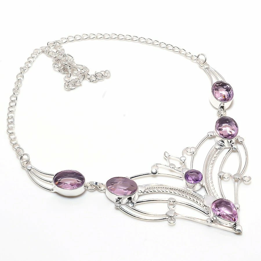 Pink Kunzite Gemstone Handmade 925 Sterling Silver Jewelry Necklaces Sz 18" - Image 1 of 1