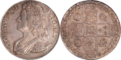 Great Britain 1741 George II Silver  Crown D.QVARTO PCGS MS-62 SALTON COLLECTION - Image 1 of 4