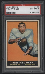1961 Topps Football Card #164- Tom Rychlec, PSA Grade 8