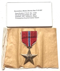 Medaglia Stella Bronzo Seconda Guerra Mondiale Con Scatola Originale NOS NUOVA VECCHIO STOCK CONDIZIONI FANTASTICHE - Foto 1 di 6