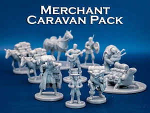 Merchant Caravan Pack | Juego de inicio de 10 miniaturas escala 28 mm DnD D&D Mini - Imagen 1 de 10