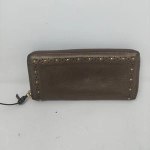 Franco Sarto Marrón Metálico Cremallera Alrededor Acordeán Cartera Tachonada Remache Boho - Imagen 1 de 7
