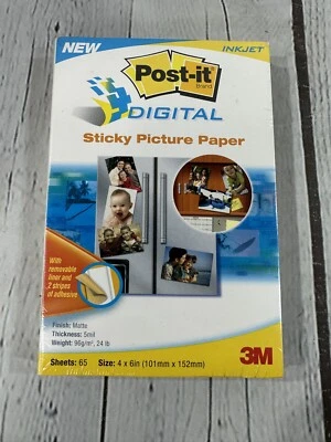 Post-It Digital Sticky Picture Paper - 4" x 6" for Inkjet Printer 65 Sheets NEW - Image 1 of 2