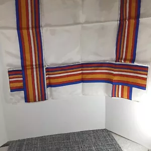 Vintage Art Deco Satin Scarf Square Made In Italy Stripes - Picture 1 of 9