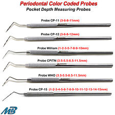 Periodontal Probes Color Coded Depth Measuring Dental Furcation Probe Diagnostic