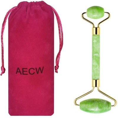 AECW Rodillo de Jade Natural para Rostro Ojos Herramienta Rodillo Facial Jade Facial Silencioso  Foto 1 de 4