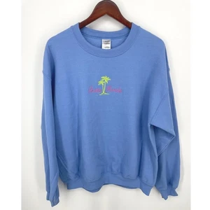 Womens Sweatshirt Blue DESTIN FLORIDA Palm Tree Size Large Gildan - Picture 1 of 5