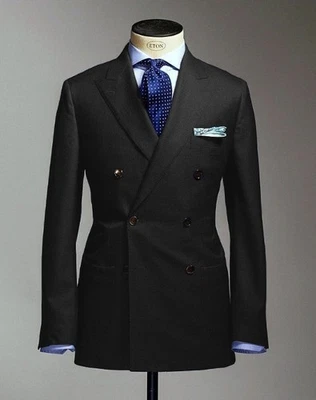 Traje de Hombre Solapa Pico Doble Pecho Formal Negocios Boda Novio Esmoquin 2 Piezas Foto 1 de 4