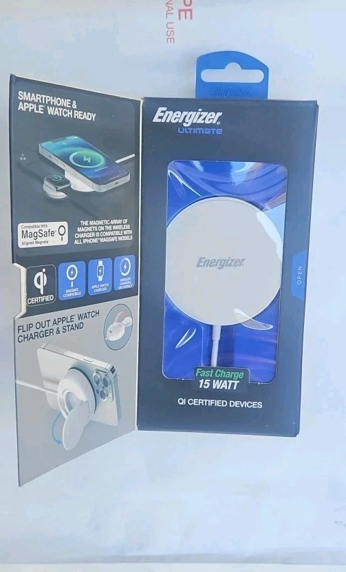 Cargador inalámbrico magnético para teléfono y reloj Energizer Ultimate 2 en 1 (ENG-UQIMAG05) Foto 1 de 4