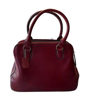 Heshe Handbag Womens Medium Red Leather Satchel Tote Purse Top Handle Bag - Image 1 of 4