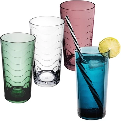 4x Camping Glas 260ml Bunt Wasserglas Gläser Set Acryl Party Trinkglas Weinglas - Bild 1 von 4