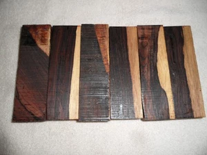 Lot of 6 Cocobolo Wood Knife Handle or Turning Blocks - 1 x 1  1/2 x 4  3/4 in. - Picture 1 of 3