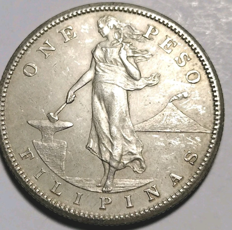 Moneda de plata de 1 peso Filipinas década de 1908 Estados Unidos-Filipinas C25-574 Foto 1 de 4