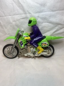Hot Wheels Street Power Motorcycle Collection Green Bike w/ Spring Loaded Lever - Picture 1 of 7