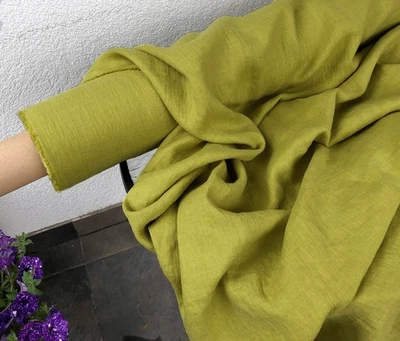 Lime Pear Green Linen Fabric by the Yard — Clothing, Home Décor & Crafts - Image 1 of 4