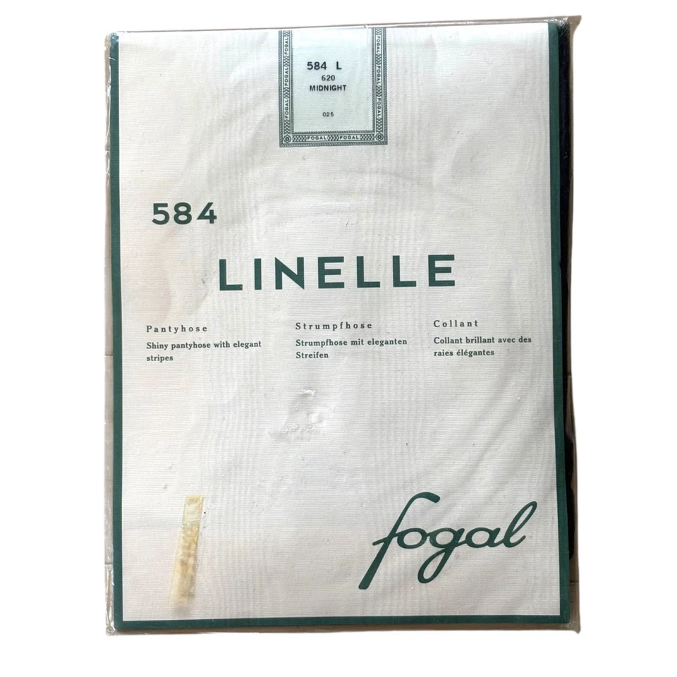 Pantimedias vintage Fogal Linelle 584 L rayas negras medianoche de colección hechas en Francia Foto 1 de 4