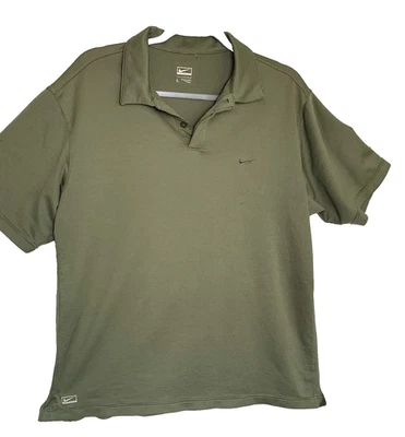 Рубашка Nike Polo дамская большая серая в полоску оливково-зеленая функциональная для гольфа на открытом воздухе - Изображение 1 из 4