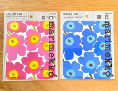 marimekko × KOKUYO Collabo Mouse Pad Unikko Pink Blue 2-Piece Set JAPAN NEW - Image 1 of 4