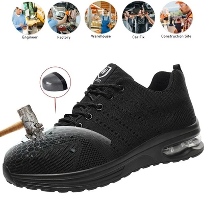 Zapatos de trabajo antideslizantes para hombre Botas con punta de acero Ligeros Transpirables Zapatilla de seguridad Foto 1 de 4