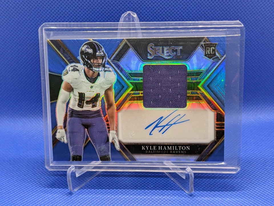 KYLE HAMILTON 2022 SELECT RPA ROOKIE PATCH BLUE PRIZM RC AUTO /75 - Image 1 of 2
