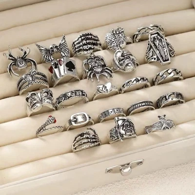 23 Bulk Lot Stainless Steel Rings For Men And Women Goth Fashion Ring Wholesale - Image 1 of 4