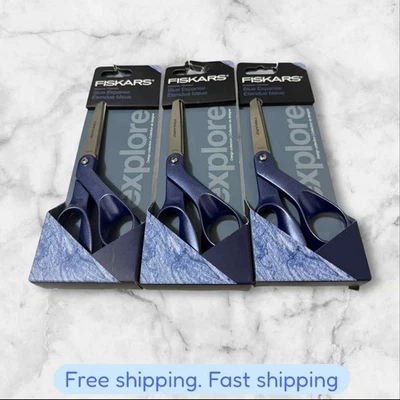 适用于 3 个 Fiskars Explore 系列金属剪刀:8 英寸(蓝色宽)全新 — 第 1/2 张图片