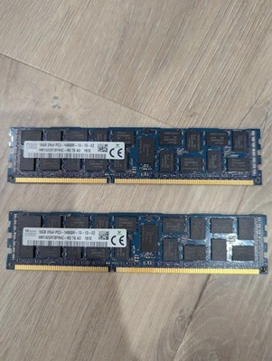 32GB (2x16GB) Server Ram DDR3 Hynix 2Rx4 PC3-14900R-13-13-E2 HMT42GR7BFR4C-RD - Image 1 of 3