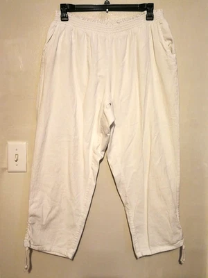 Pantalones para mujer Coldwater Creek 1X Plus blanco crema bolsillos elásticos informales Foto 1 de 4