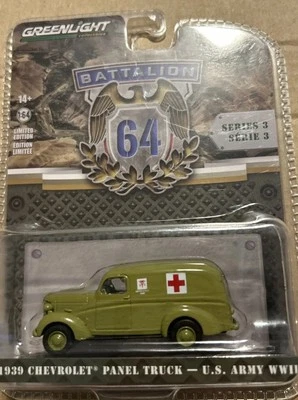Greenlight Battalion 64 Serie 3 - 1939 Chevy Panel Truck Ejército Ambulancia 61030-A Foto 1 de 4