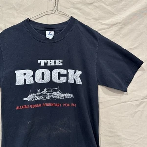 Vintage 90's The Rock Alcatraz Island Prison Black Shirt Rare Promo Fade - Picture 1 of 9