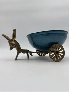 Vintage Tamar Israel Passover Donkey Cart  Dish Beautiful Blue And Brass - Picture 1 of 5